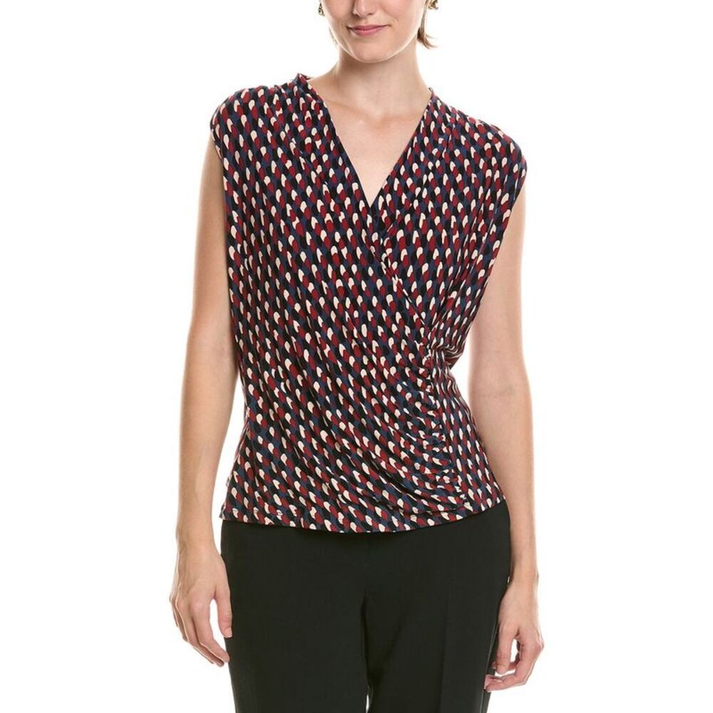 Anne Klein Womens  Faux Wrap Top, Blue
